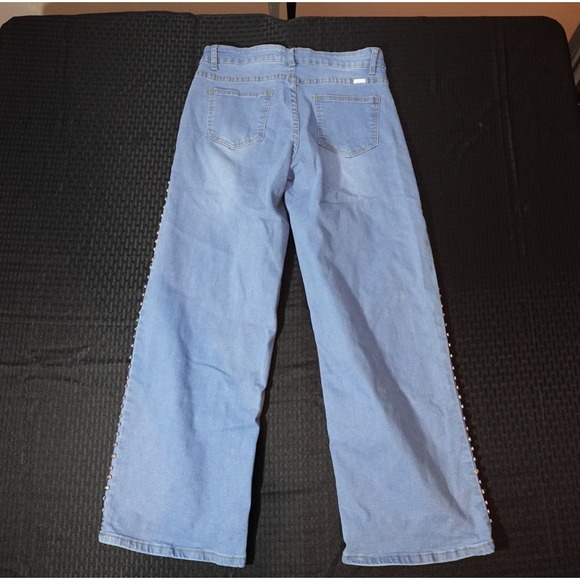 Angels of Difference Womens Studded Wide Leg Jeans Light Wash Blue Size 10/30 - Picture 9 of 9
